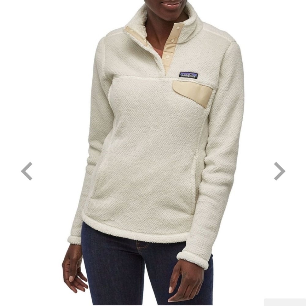 Patagonia Worn Wear Re-Tool Hoodie Snap T Fleece Jacket Pullover White Linen L